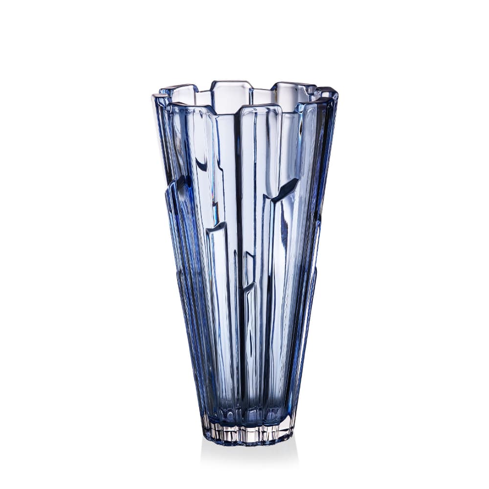 Bohemia Crystal Bolero Blue vase, 305mm tall, elegant glass vase with a vibrant blue finish and intricate design details.