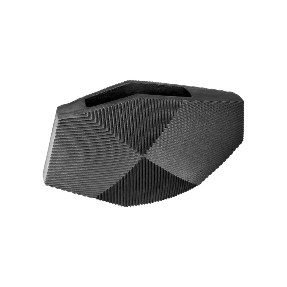 Black Gilde Heptagon Vase made of resin, 22cm tall, featuring a geometric heptagon shape suitable for modern home decor.