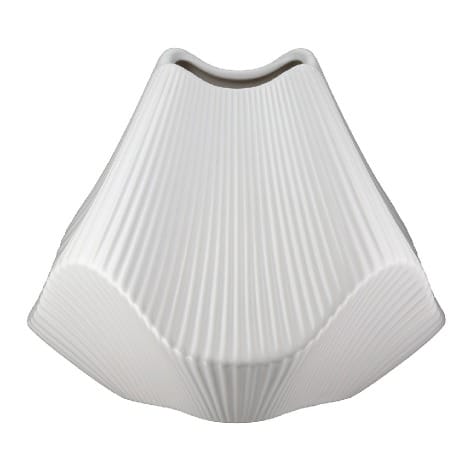White Gilde Lamellen Ceramic Vase, 19cm tall, with a textured lamellen design, ideal for modern home decor.