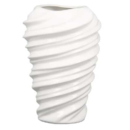 White porcelain Gilde vase, 27cm tall, with smooth finish and elegant shape, perfect for floral arrangements.