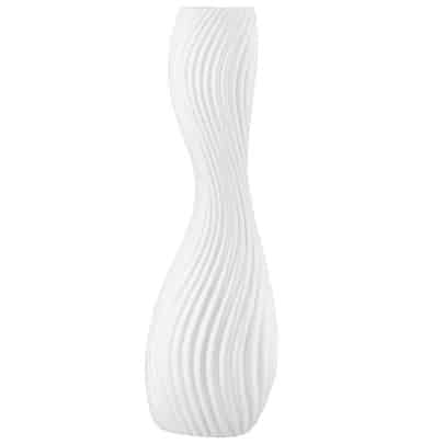 White Gilde ceramic vase, 41cm tall, with a sleek organic design, perfect for modern home decor.