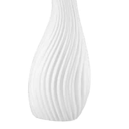 White Gilde organic ceramic vase, 41cm tall, with a smooth, modern design and elegant shape, perfect for decorative displays.