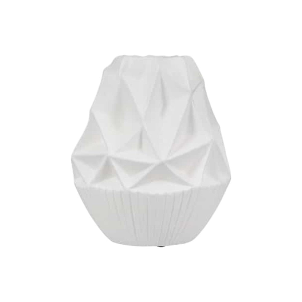 White ceramic Gilde vase, 25cm tall, with a smooth, elegant design, perfect for decorative floral arrangements.