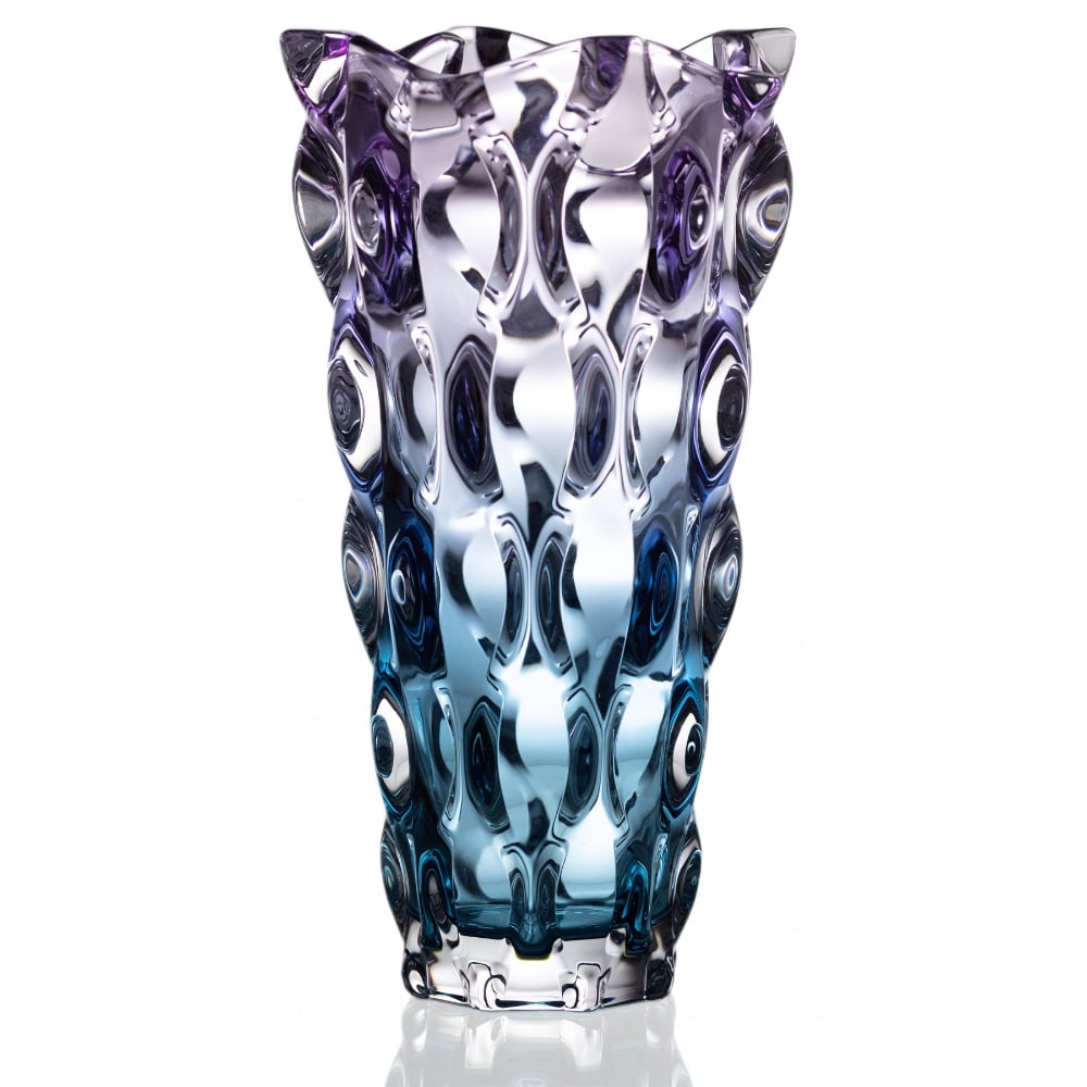 Bohemia Crystal Samba 305mm gradient vase with a colorful glass design and elegant shape, suitable for decorative floral arrangements.