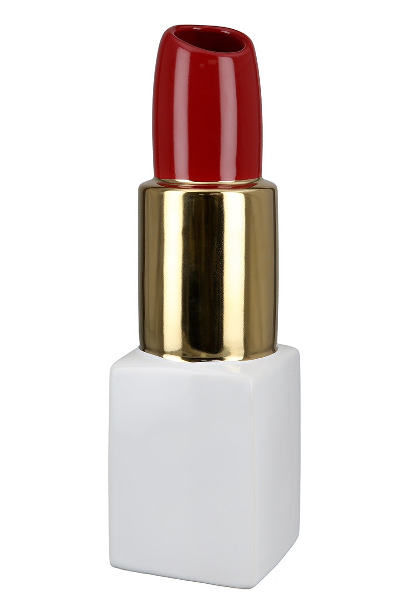 Red ceramic Gilde Vase Milano with gold accents, 20cm tall, featuring a sleek, modern design perfect for decorative display.