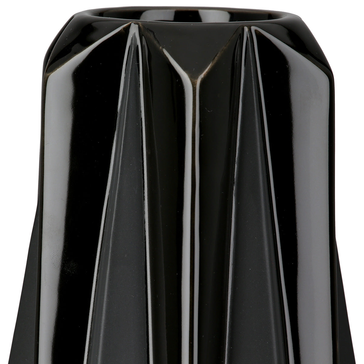 Black Gilde Conical Pantheon ceramic vase, 30cm tall, with a sleek modern design and smooth surface, perfect for contemporary decor.