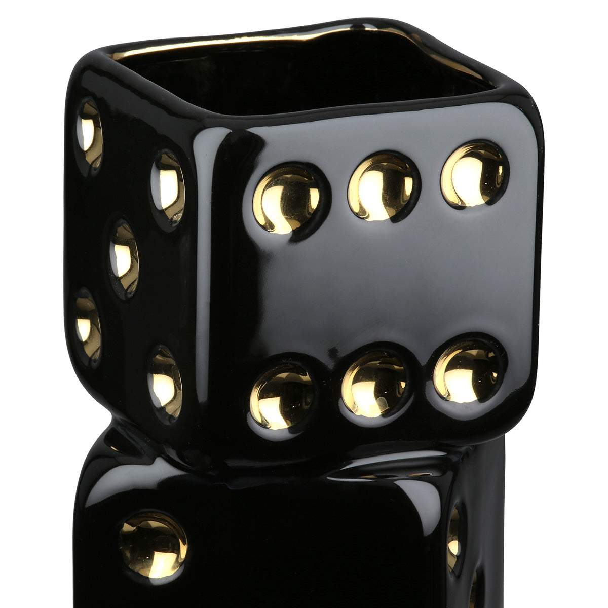 Black Gilde Gildo Cube ceramic vase, square design, 18.5cm tall, modern decorative piece with smooth finish.