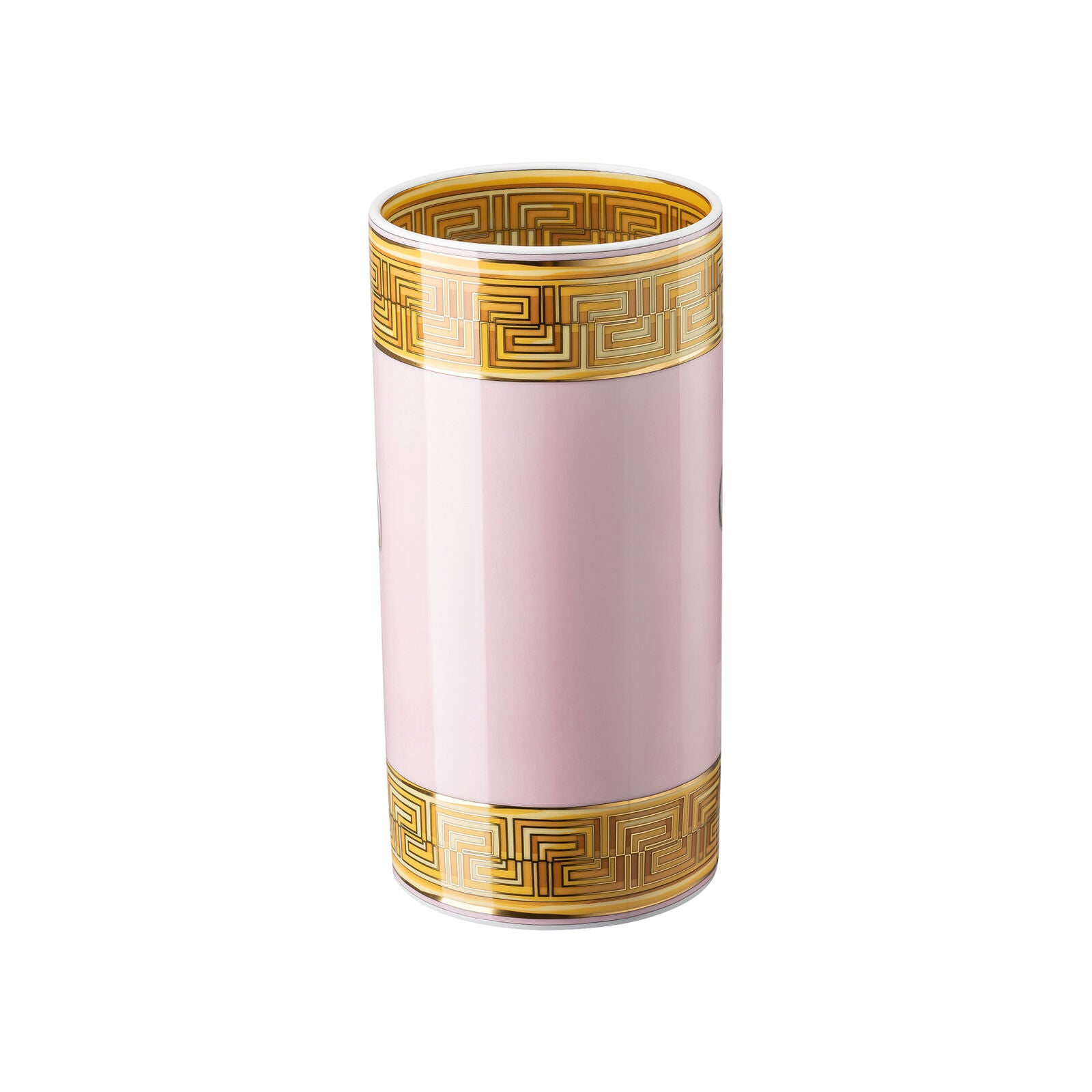 Pink Versace Medusa Amplified Coin vase, 24cm tall, with intricate design and bold Medusa motif, perfect for elegant home decor