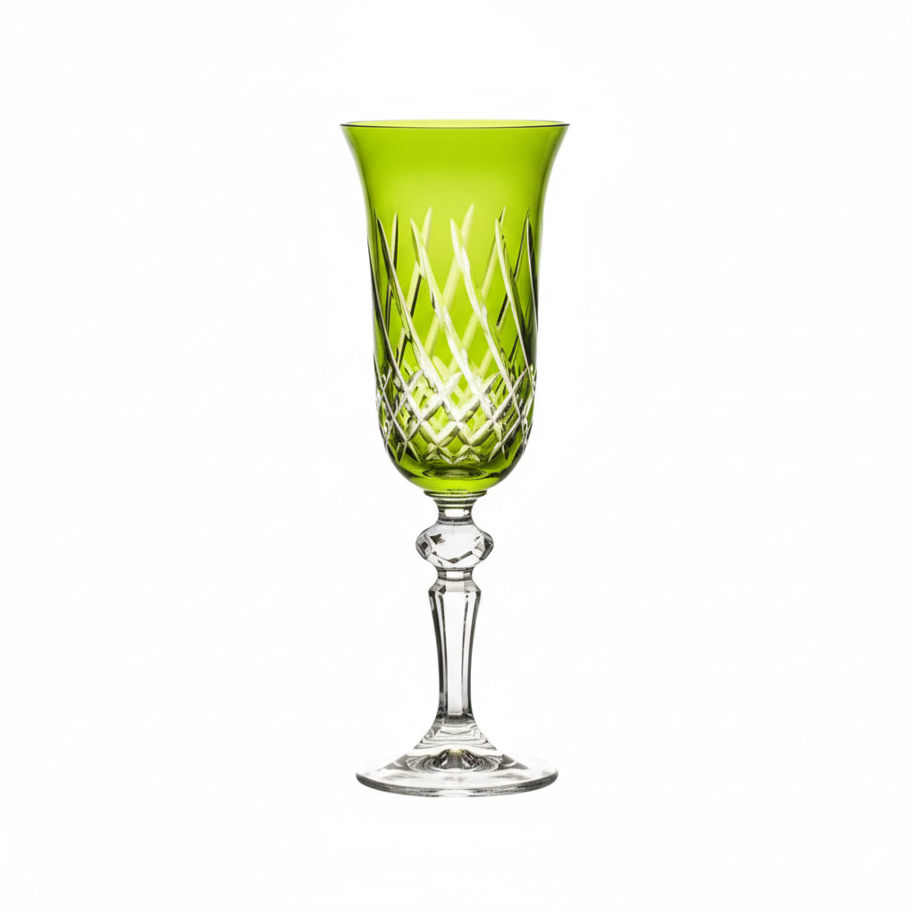 Green Kolglass Julia Champagne Flute 150ml with elegant design, perfect for celebratory drinks and special occasions.