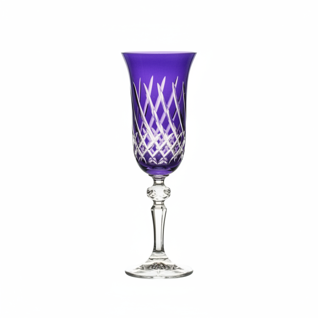 Kolglass Julia Champagne Flute 9216 Violet 150ml, clear glass with violet tint, elegant stemware for champagne or sparkling drinks