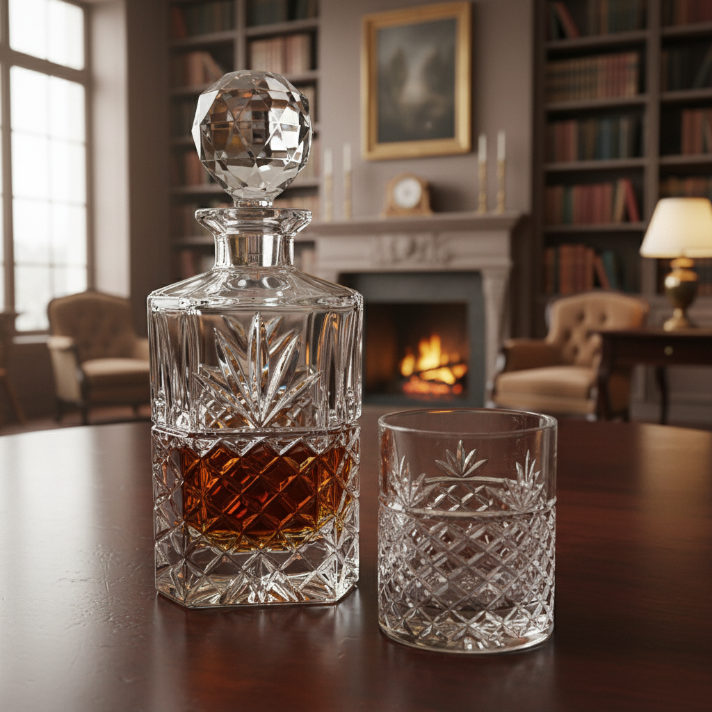 Bohemia Crystal Spirit Decanter with elegant design and stopper, perfect for storing and serving fine spirits.