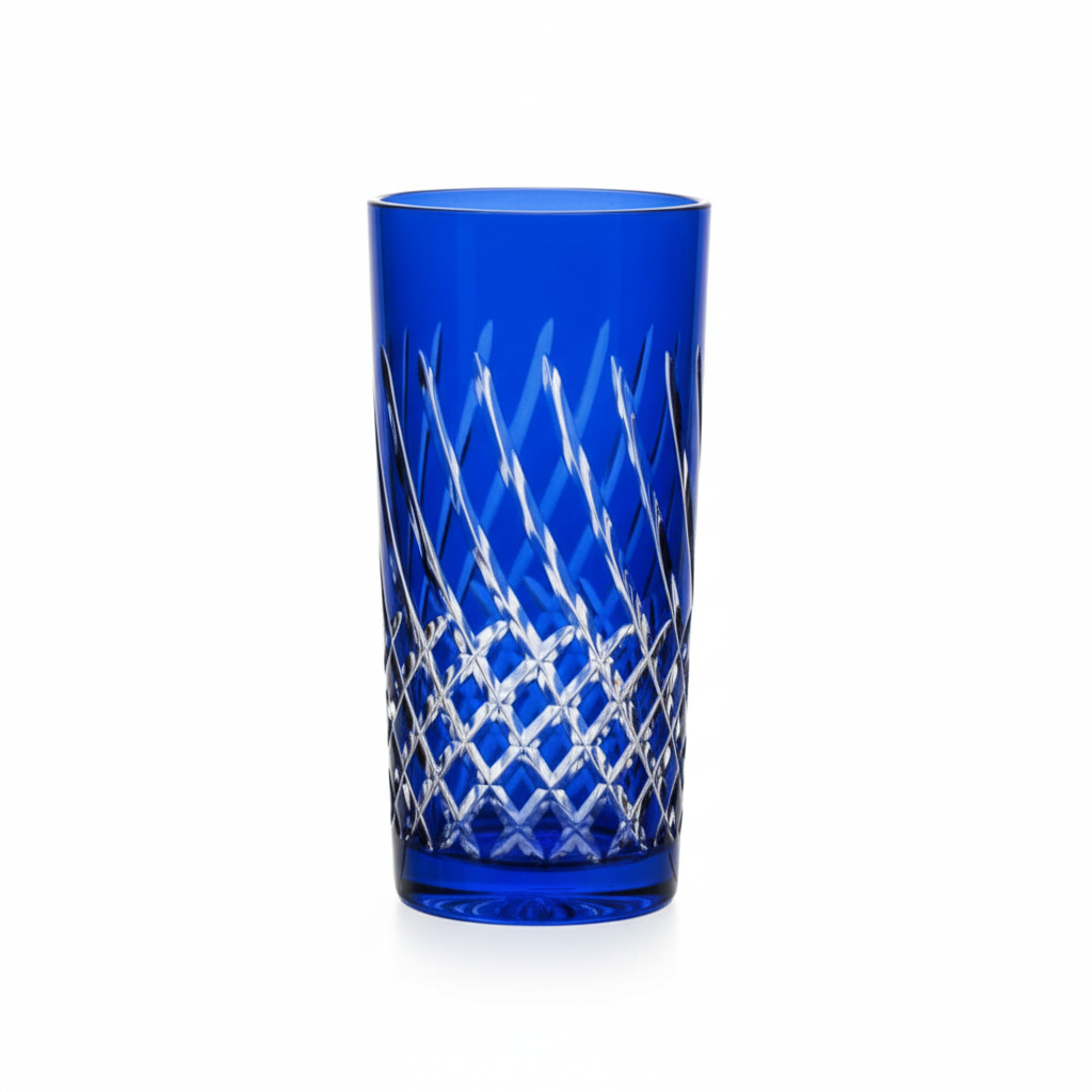Kolglass Julia highball glass in blue, 350ml capacity, with a clear design perfect for cocktails and beverages.