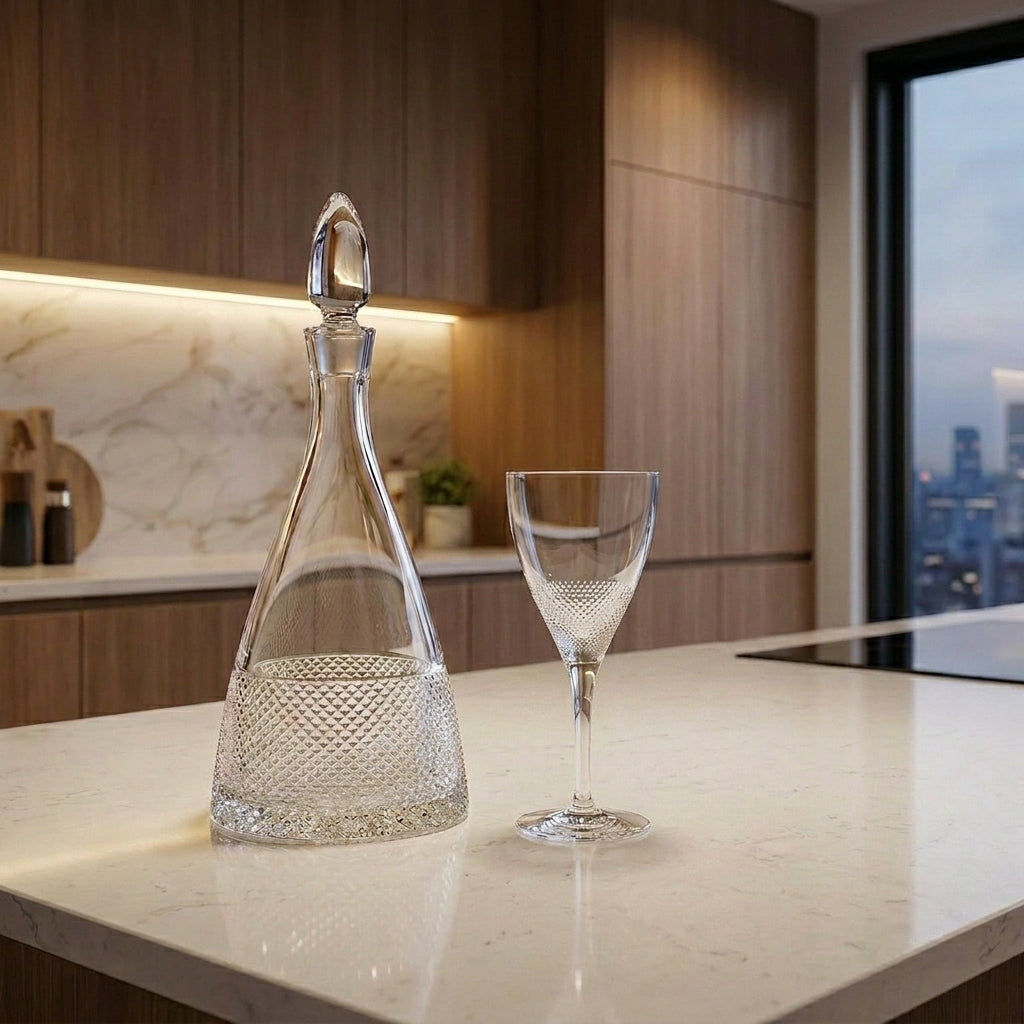 Atlantis Vista Alegre wine decanter with a 745ml capacity, clear glass design, elegant shape for serving and aerating wine.