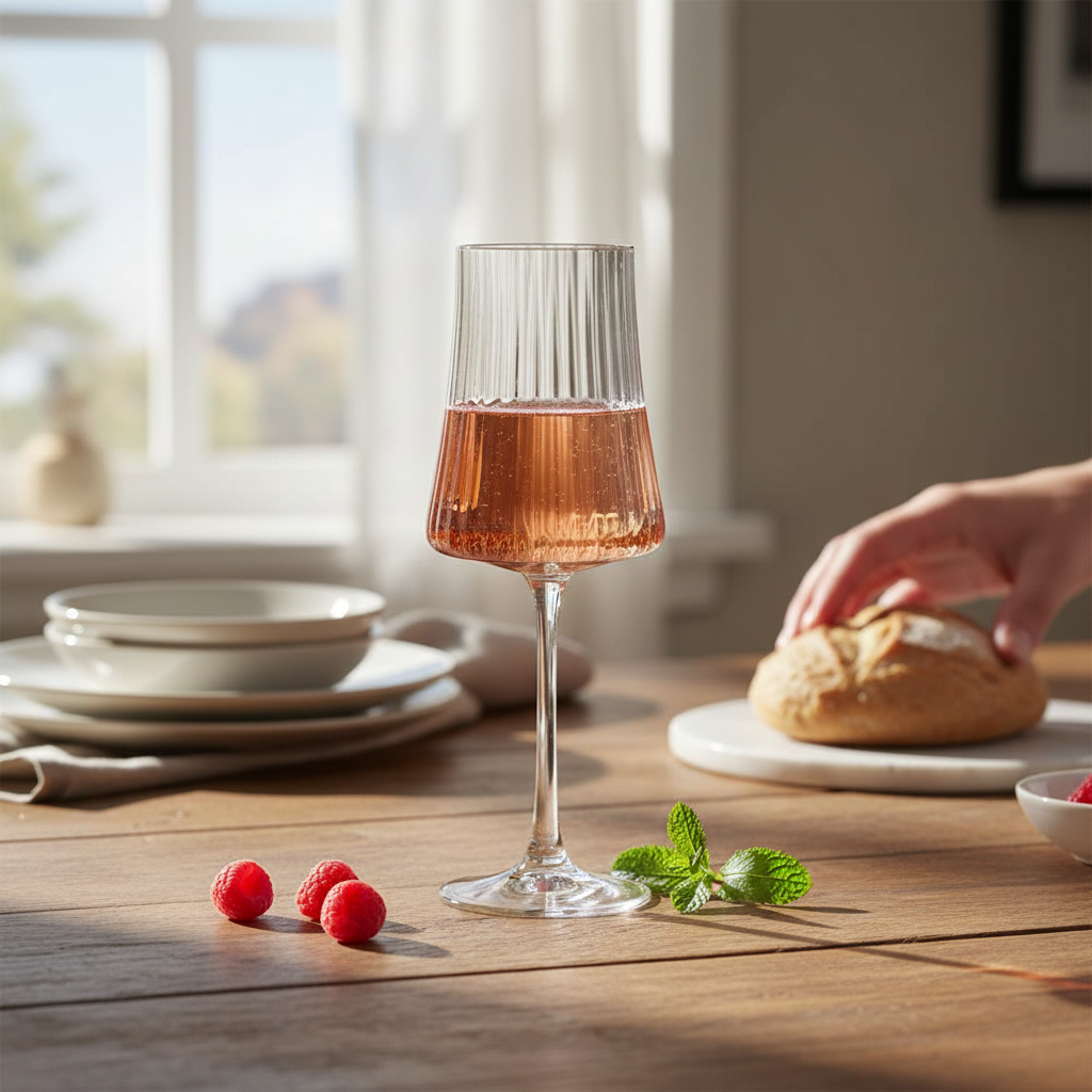 Set of six Bohemia Crystal Bohemia Xtra Optic Wine glasses, 360ml each, showcasing clear, elegant design and intricate optic patterns.