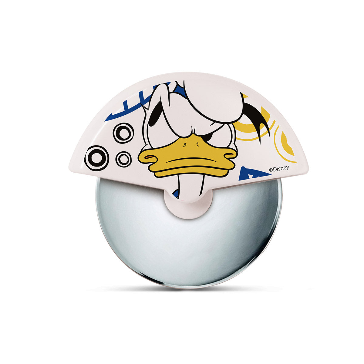 Gilde Disney Donald pizza cutter with stainless steel blade and cartoon Donald design for fun pizza slicing.