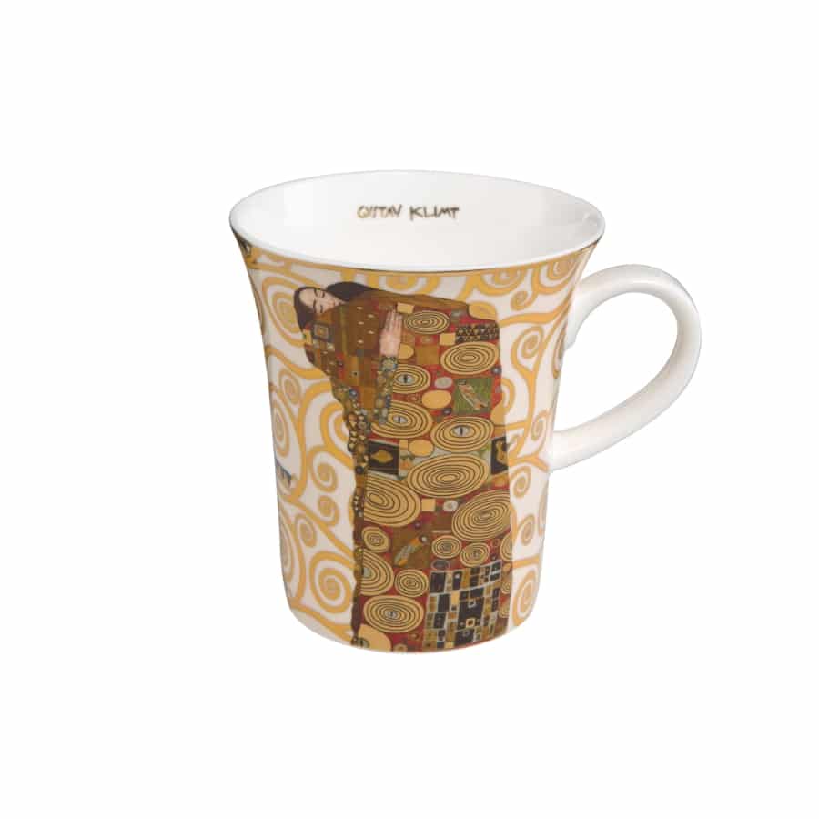 Goebel Klimt Fulfilment mug featuring intricate artwork and vibrant colors, perfect for displaying artistic craftsmanship.