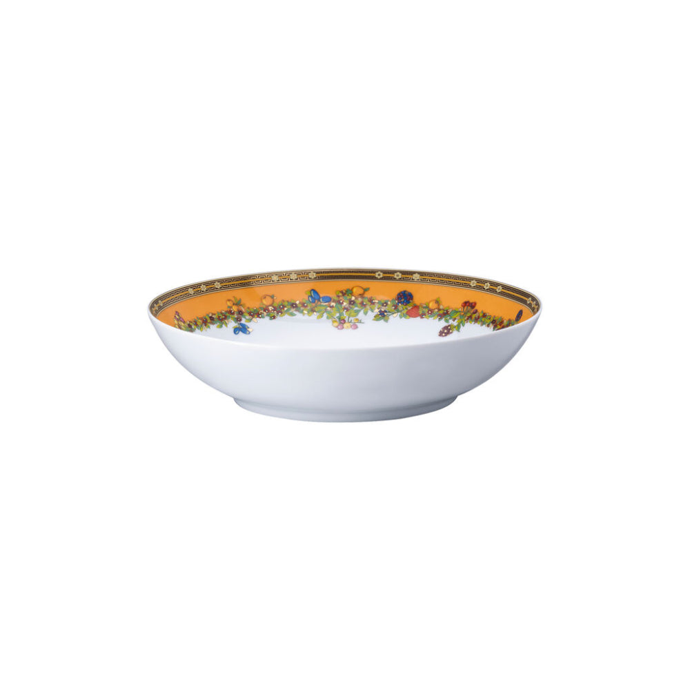 Versace Le Jardin deep plate with floral design, 22cm, featuring intricate patterns and elegant detailing.