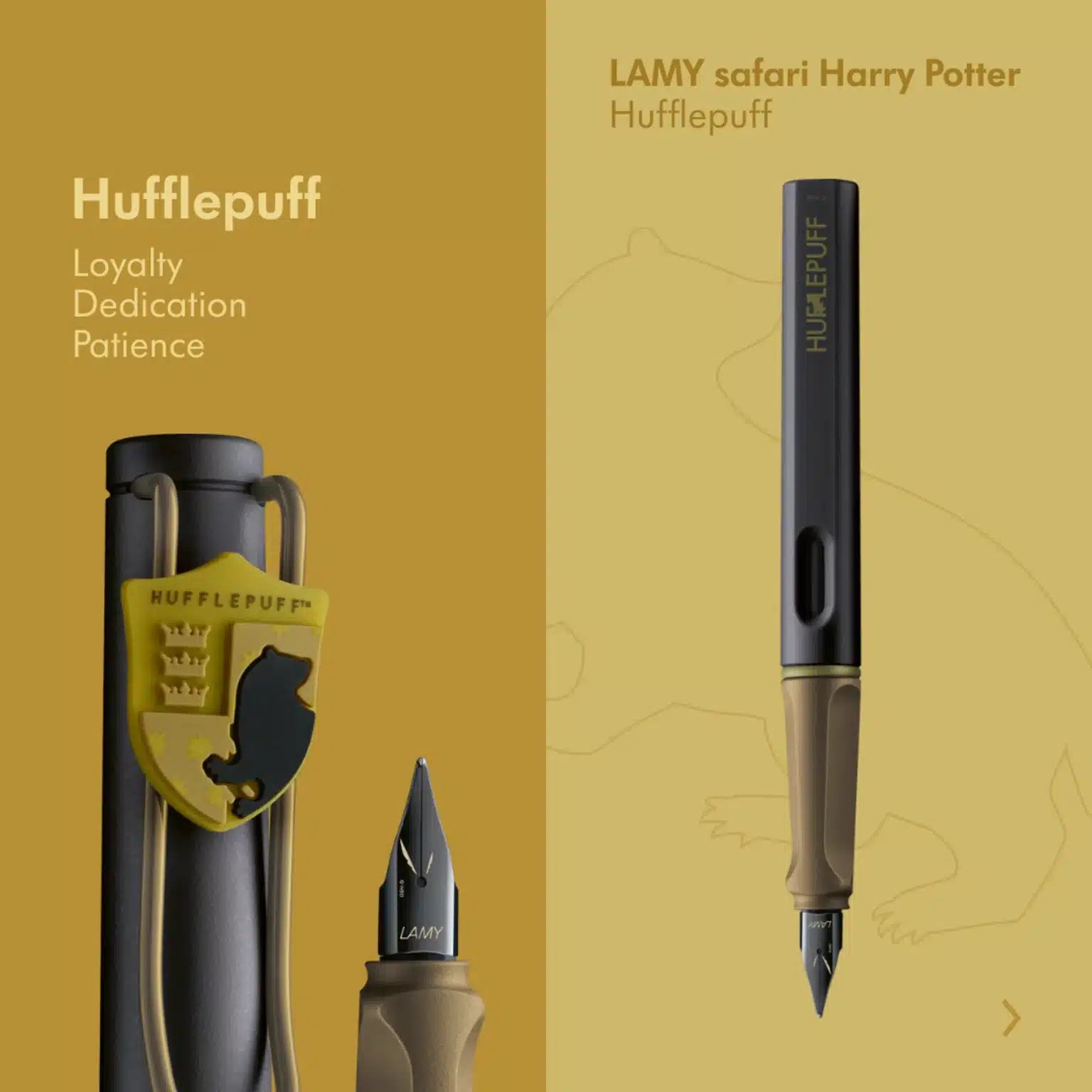 Lamy x Harry Potter Safari Special Edition fountain pen set with Harry Potter-themed design and accessories on a white background.