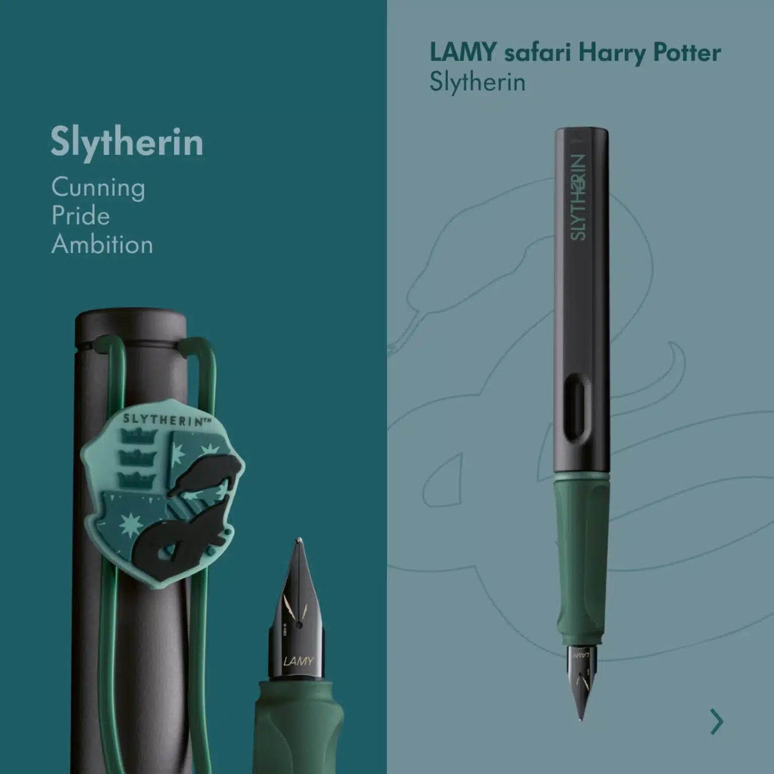 Lamy Harry Potter Safari Special Edition fountain pen set with themed design and accessories displayed on a flat surface.