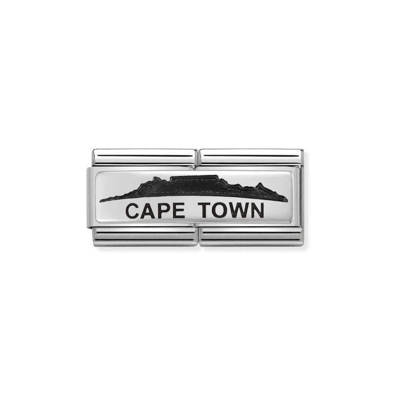 Nomination Double Symbols Cape Town silver charm featuring Table Mountain and skyline, detailed and stylish jewelry accessory.
