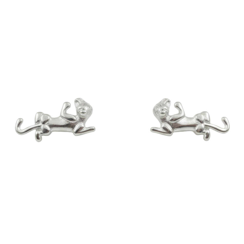 MISU 925 sterling silver earrings with leopard design, featuring intricate animal print details and elegant craftsmanship.