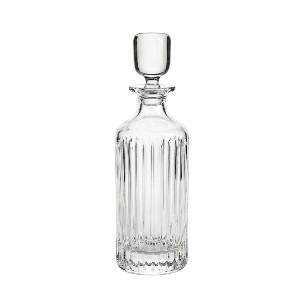 Bohemia Crystal Whisky Decanter Skyline with intricate etched cityscape design on clear crystal.