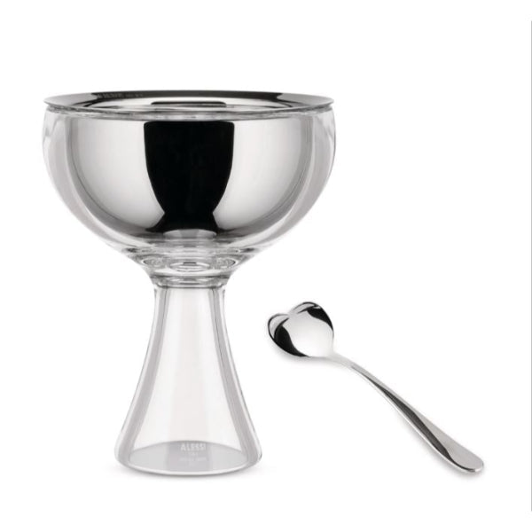 Aless Ice Cream Bowl & Spoon Big Love Stainless Steel -Alessi