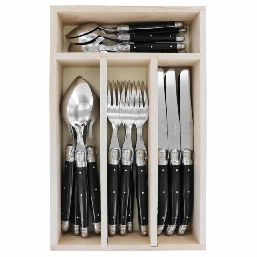 Andre Verdier 24 Piece Cutlery Set - Black -Verdier