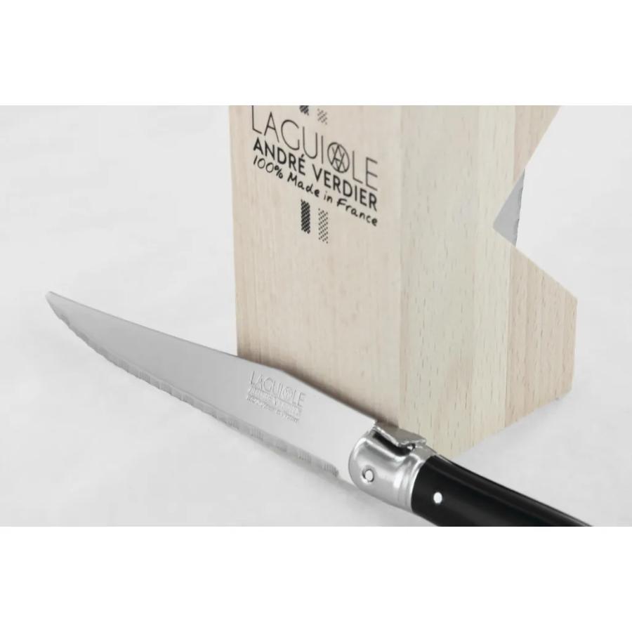 Andre Verdier Steak Knife Set with Wooden Stand, Set of 6 – Black -Verdier