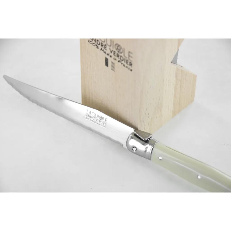 Andre Verdier Steak Knife Set with Wooden Stand, Set of 6 - Ivory -Verdier