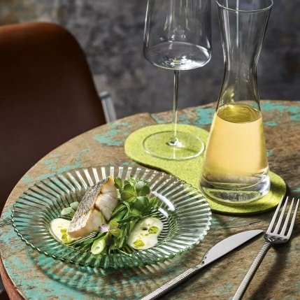 ARCHIE Glass Plate Flat 21.5cm Sage Set of 4 -United Tables