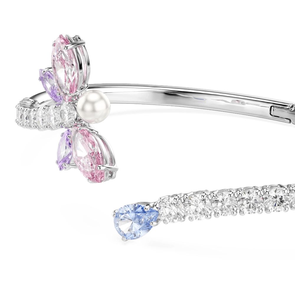 Ariana Grande x Swarovski bangle, Mixed cuts, Dragonfly, Multicolored, Rhodium plated -Swarovski