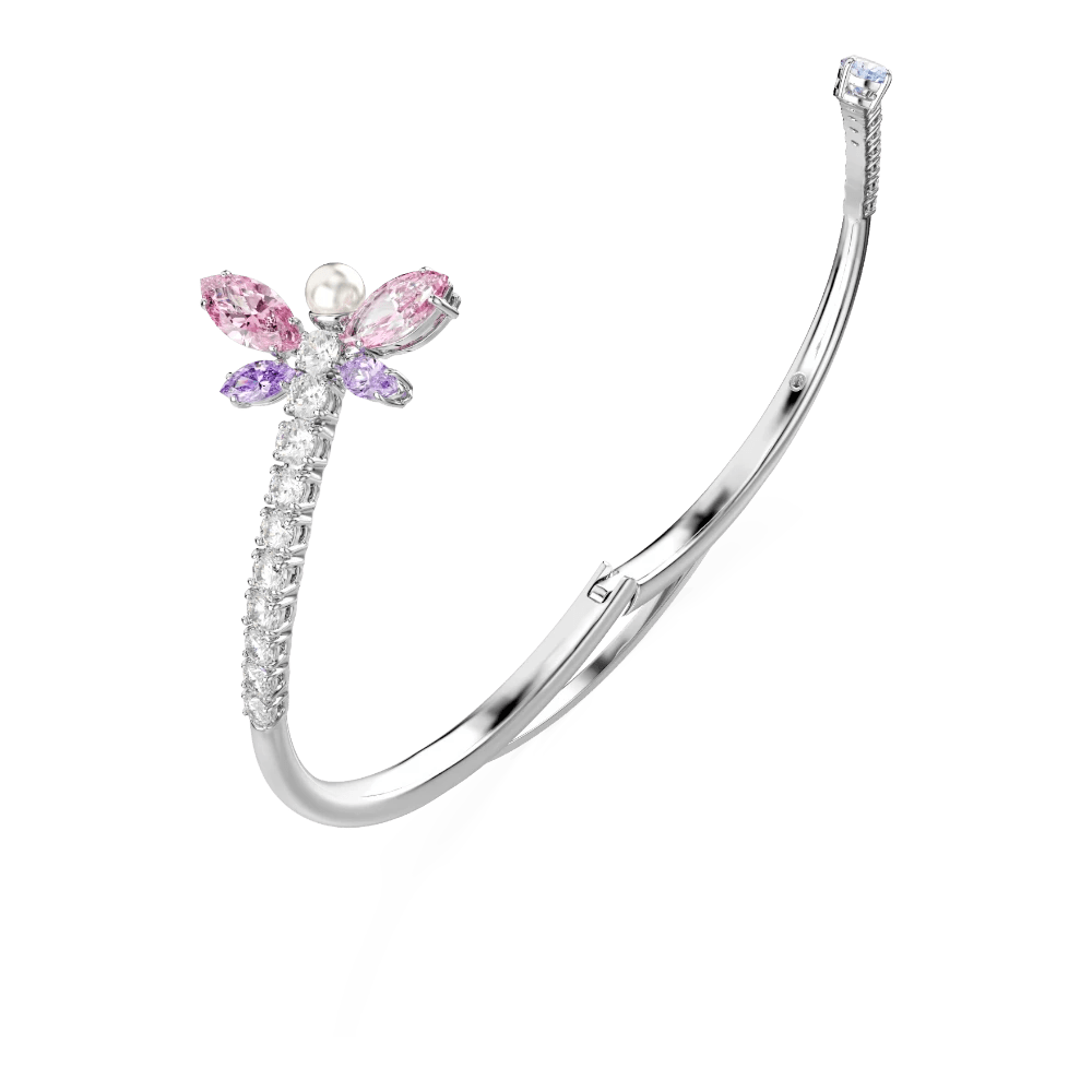 Ariana Grande x Swarovski bangle, Mixed cuts, Dragonfly, Multicolored, Rhodium plated -Swarovski
