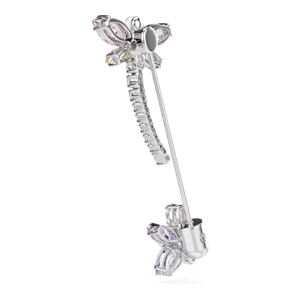 Ariana Grande x Swarovski brooch, Mixed cuts, Dragonfly, Multicolored, Rhodium plated -Swarovski