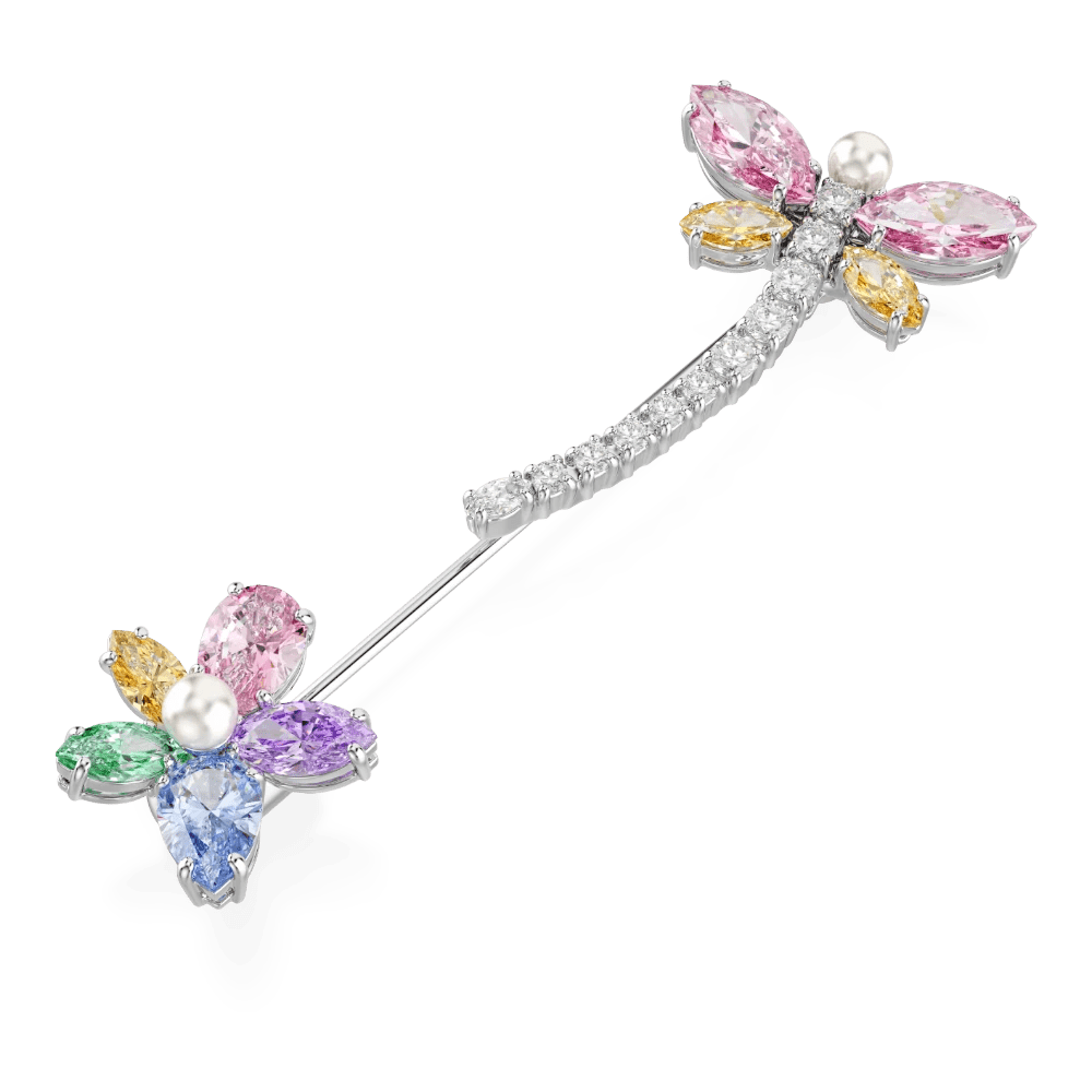 Ariana Grande x Swarovski brooch, Mixed cuts, Dragonfly, Multicolored, Rhodium plated -Swarovski