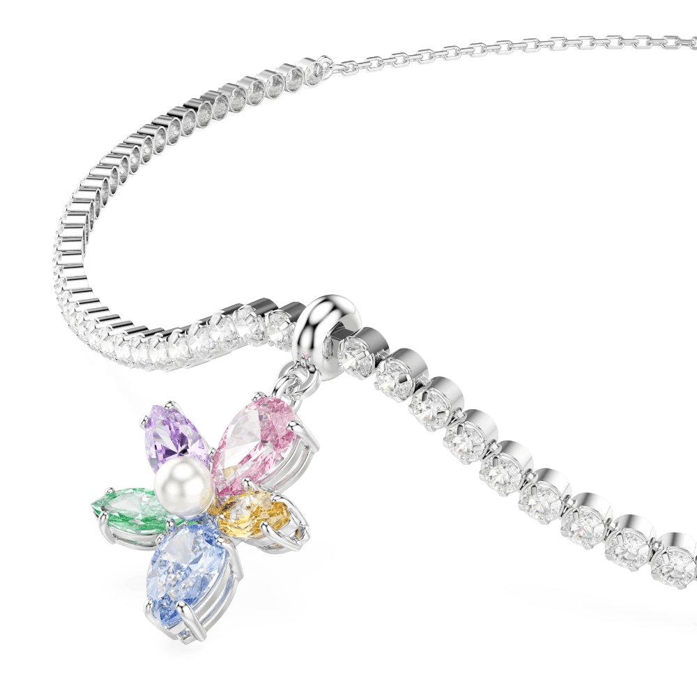 Ariana Grande x Swarovski choker, Mixed cuts, Flower, Multicolored, Rhodium plated -Swarovski