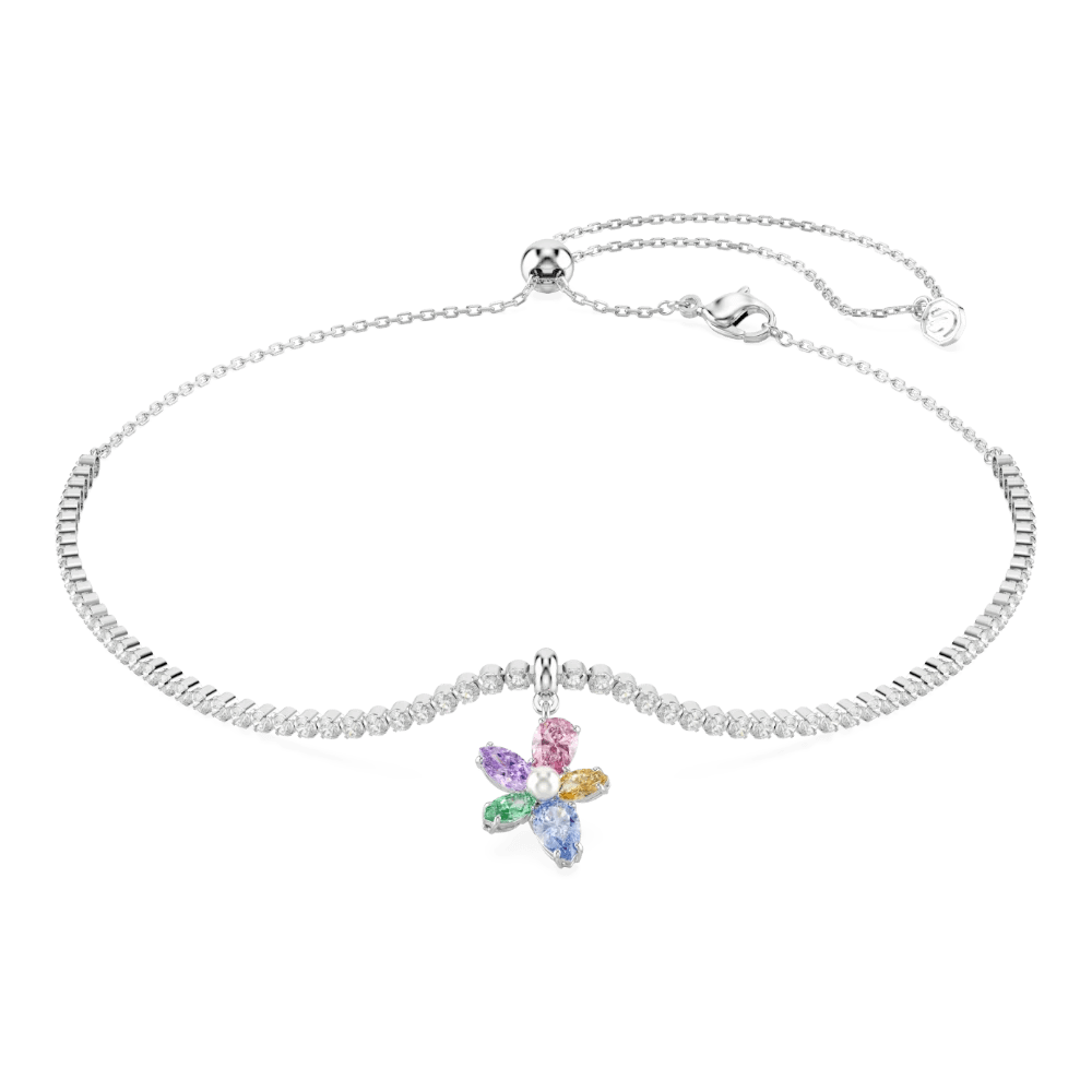 Ariana Grande x Swarovski choker, Mixed cuts, Flower, Multicolored, Rhodium plated -Swarovski