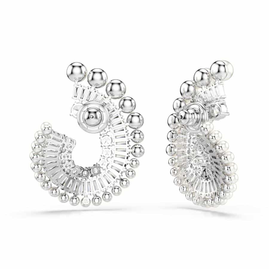 Ariana Grande x Swarovski Drop Earrings, Crystal Pearl, Mixed Cuts, White, Rhodium Plated -Swarovski