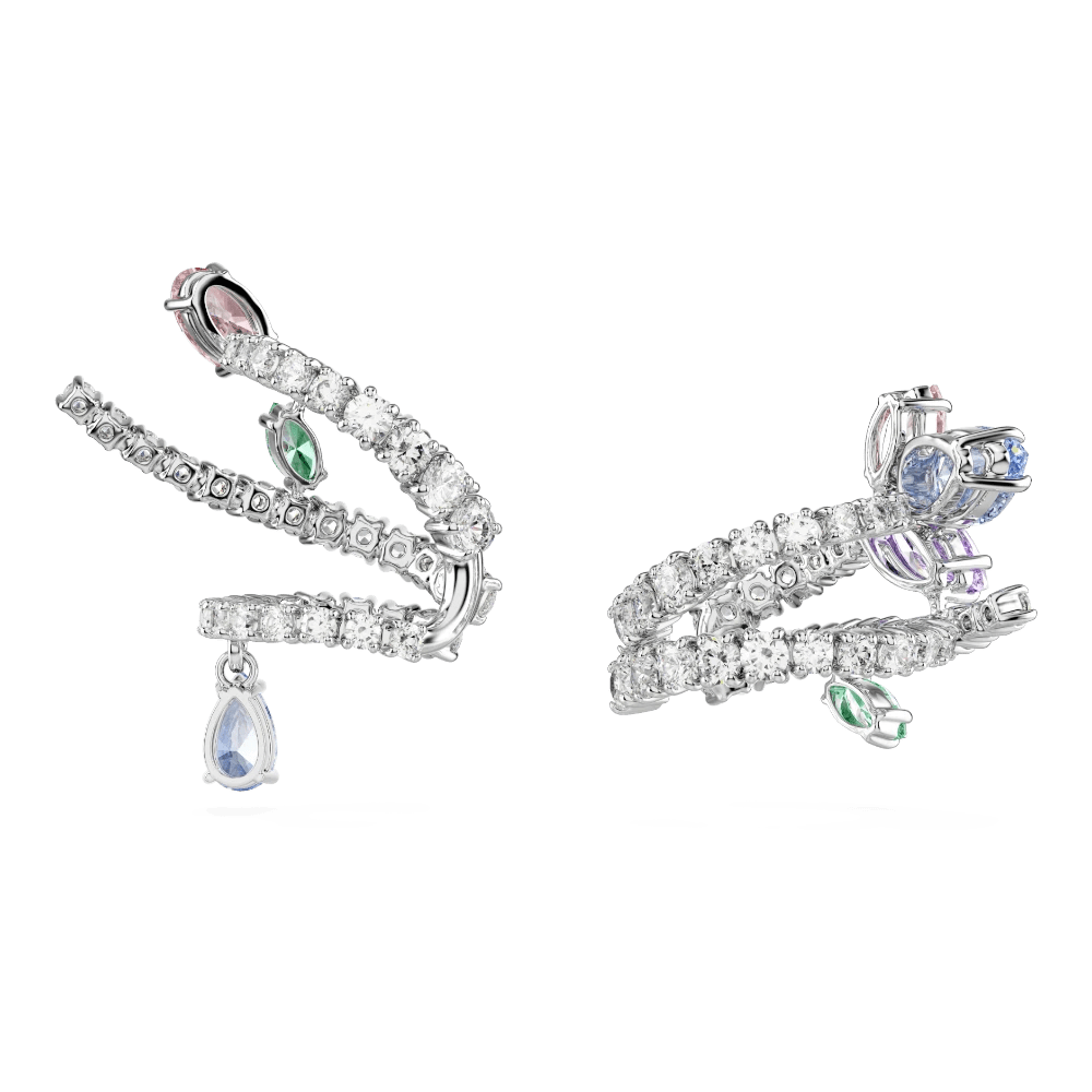 Ariana Grande x Swarovski ear cuffs, Mixed cuts, Multicolored, Rhodium plated -Swarovski