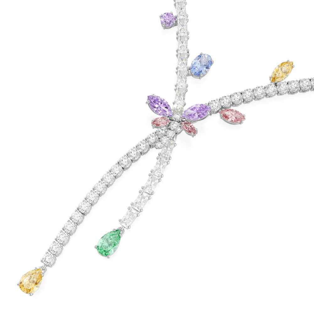 Ariana Grande x Swarovski necklace, Mixed cuts, Dragonfly, Multicolored, Rhodium plated -Swarovski
