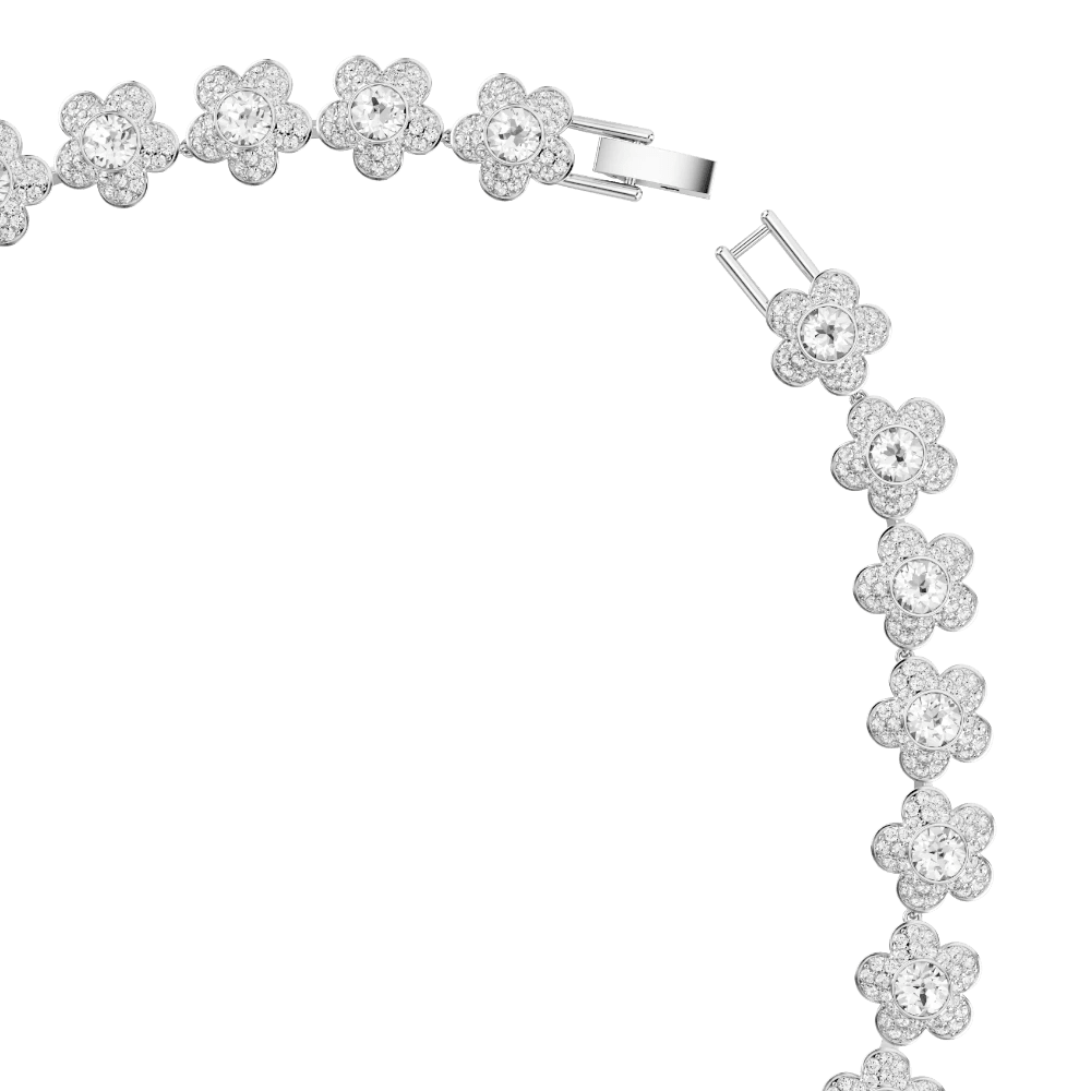 Ariana Grande x Swarovski Necklace, Round cut, Flower, White, Rhodium Plated -Swarovski