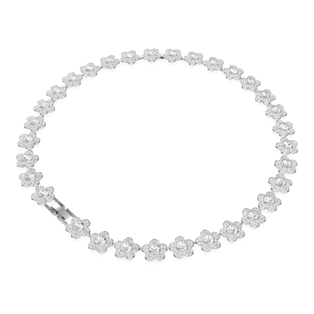 Ariana Grande x Swarovski Necklace, Round cut, Flower, White, Rhodium Plated -Swarovski