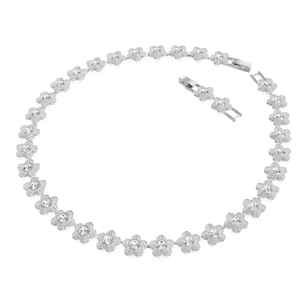 Ariana Grande x Swarovski Necklace, Round cut, Flower, White, Rhodium Plated -Swarovski