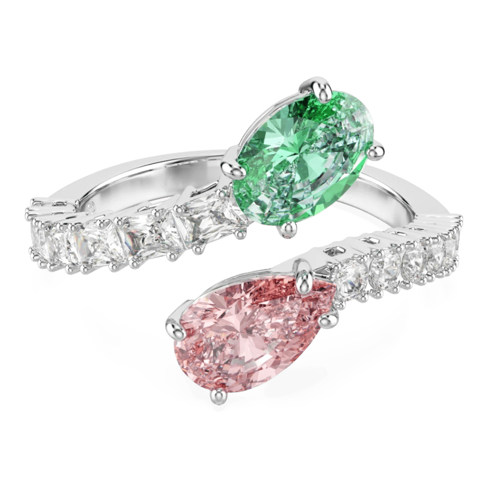 Ariana Grande x Swarovski open ring, Mixed cuts, Multicolored, Rhodium plated -Swarovski