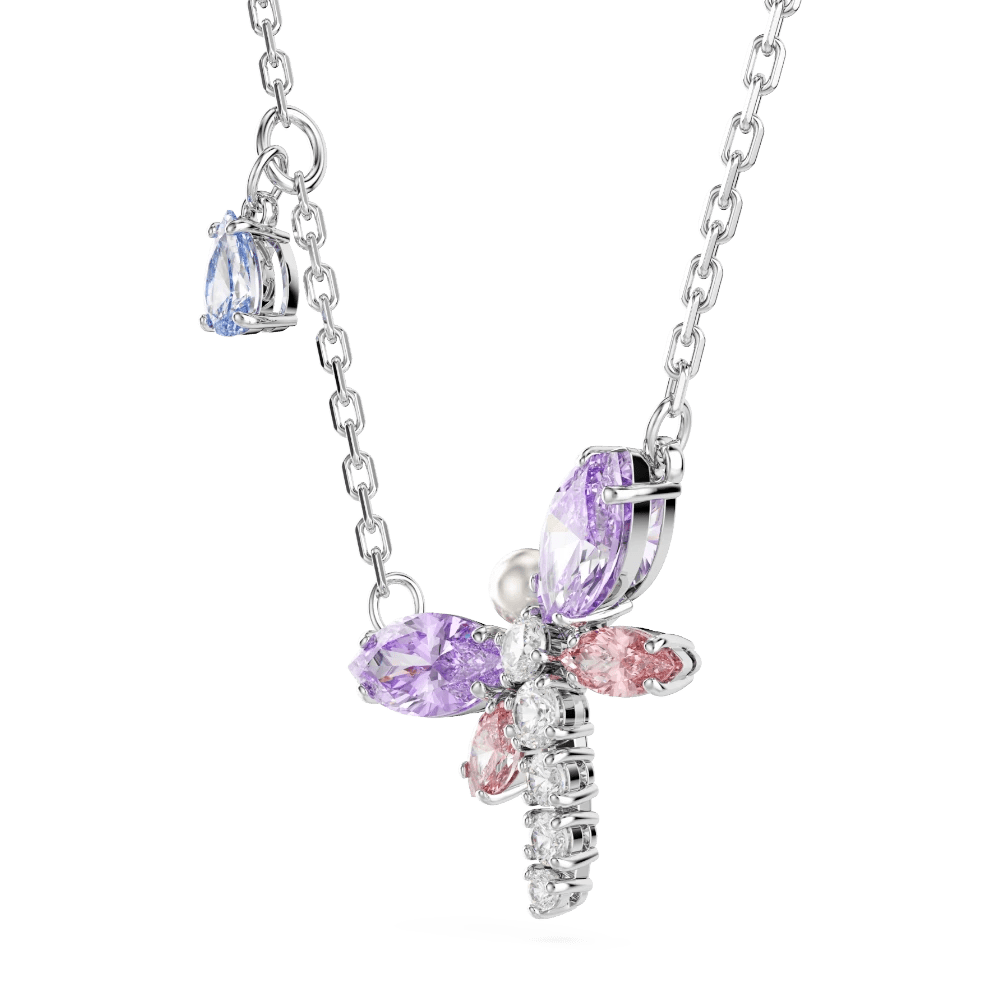 Ariana Grande x Swarovski pendant, Mixed cuts, Dragonfly, Multicolored, Rhodium plated -Swarovski