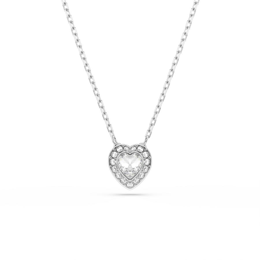 Ariana Grande x Swarovski Pendant, Mixed Cuts, Heart, White, Rhodium Plated -Swarovski