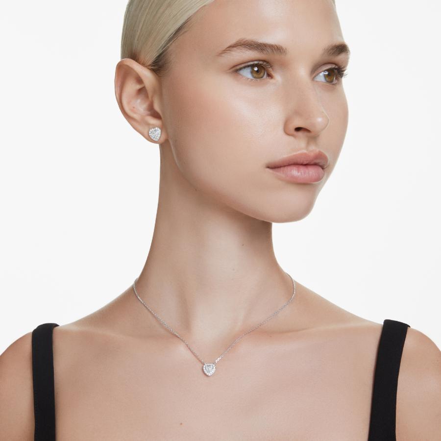 Ariana Grande x Swarovski Pendant, Mixed Cuts, Heart, White, Rhodium Plated -Swarovski