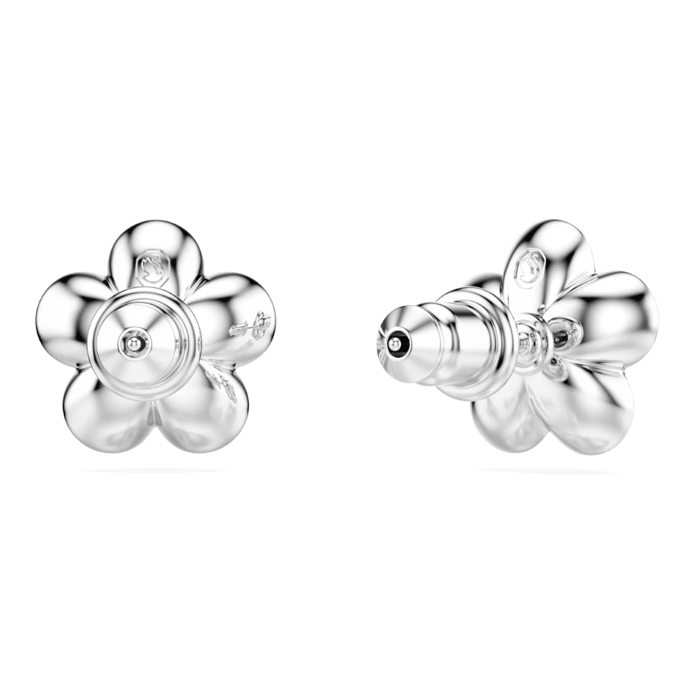 Ariana Grande x Swarovski stud earrings Crystal Pearl, Round cut, Flower, White, Rhodium plated -Swarovski