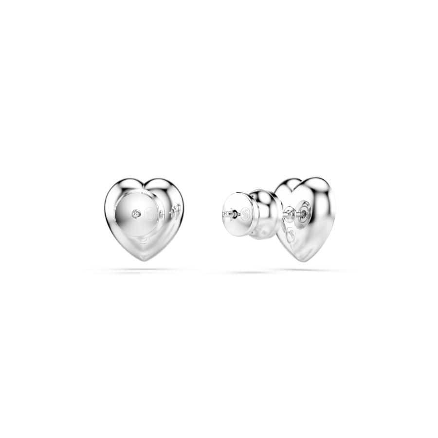 Ariana Grande x Swarovski Stud Earrings, Mixed Cuts, Heart, White, Rhodium Plated -Swarovski