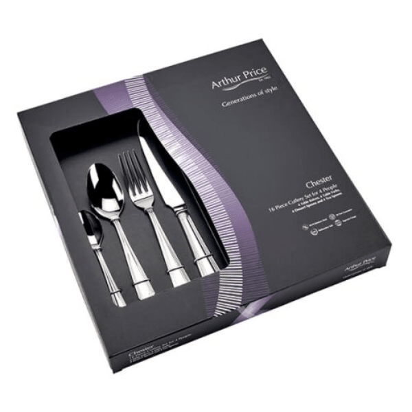 Arthur Price Cutlery Chester 16pc Box Set Stainless Steel -Arthur Price